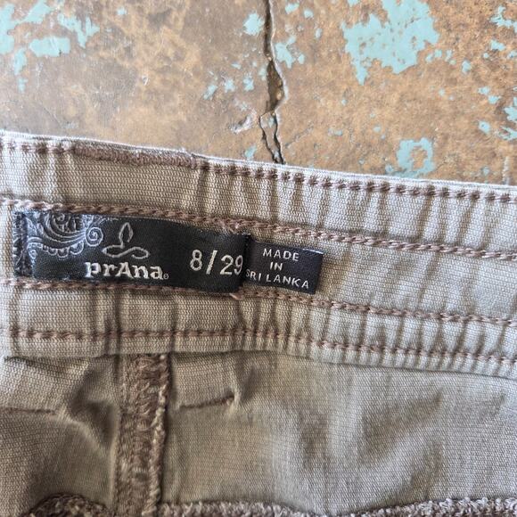 Prana Elle Shorts Size 8 Taupe Brown Organic Cotton Stretch Pockets 4" Inseam - Picture 6 of 8